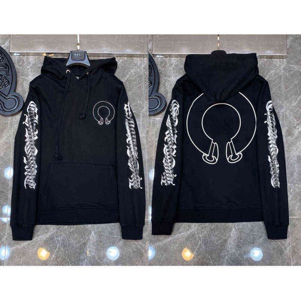 

men's hoodies sweatshirts classic mens fashion ch quality zipper designer letter horseshoe sanskrit cross print pullover hooded sweater, Black