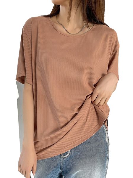 

dazy ribbed knit drop shoulder tee p4de#, White
