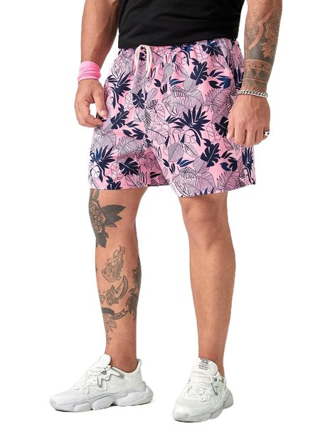 

extended sizes men tropical print drawstring waist shorts p7bj#, White;black