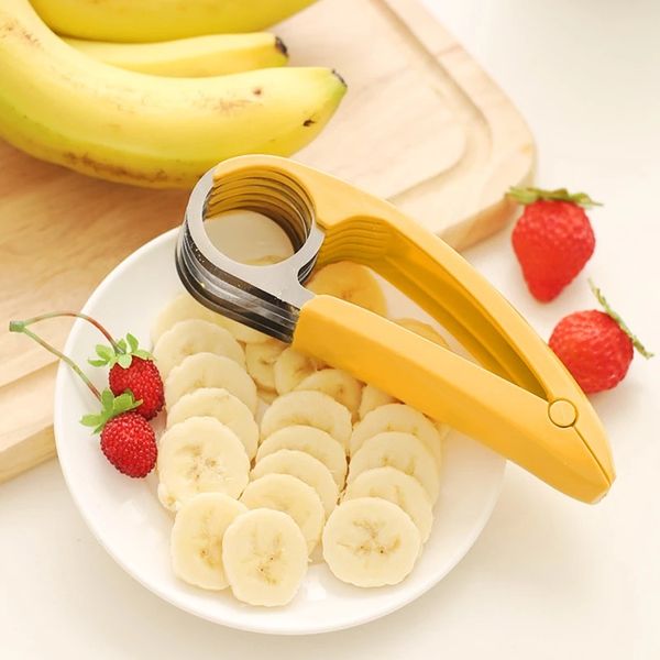 Strumento di sublimazione Accessori da cucina Affettatrice per banane Frutta Verdura Affettatrici per salsicce Taglierina per banane in acciaio inossidabile Utensili per coppe per insalata Utensili da cucina