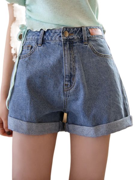 

dazy patch detail slant pocket denim shorts w1aj#, White;black