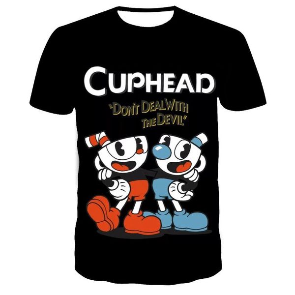 T-shirt da uomo 3D Cuphead Mugman T-shirt per bambini Stampa Ragazze Ragazzi Bambini Magliette e camicette Vestiti Magliette per bambini Abbigliamento donna uomo