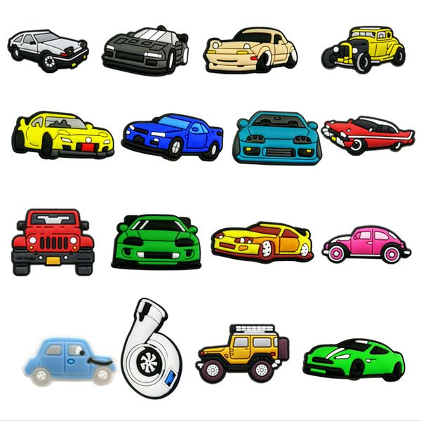 

cars croc charms fashion love shoe accessories for decorations charms pvc soft shoes charm ornaments buckles, White;pink