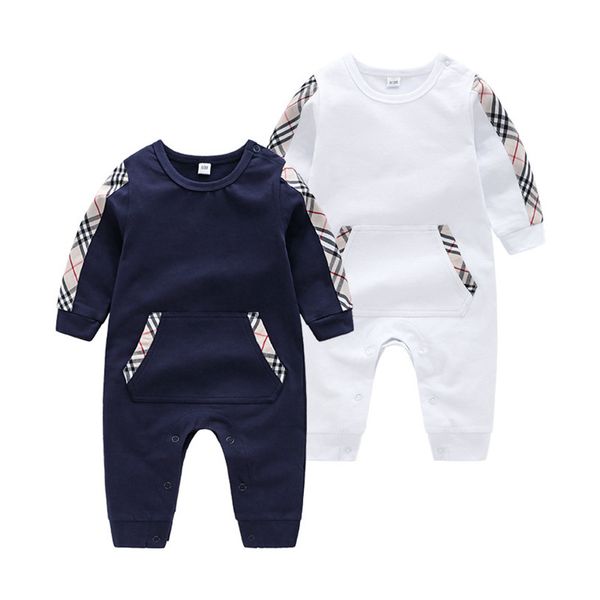 

kids girl romper baby infant boy clothes newborn jumpsuit long sleeve cotton pajamas 0-24 months rompers designers clothes, Blue