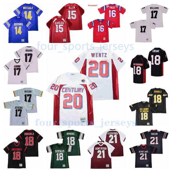 

movie version american football jerseys 14 metcalf 15 allen 16 falco 17 williams brown rivers 18 crewe manning darnold 20 wentz 21 thielen f, Black;red