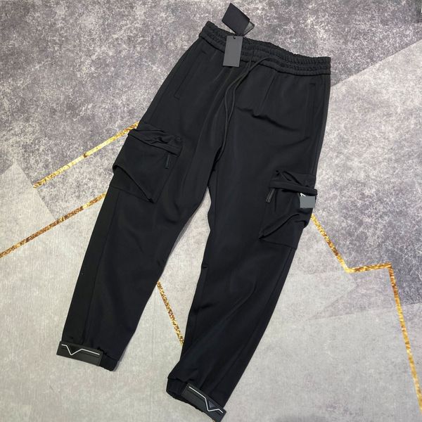 

men's pants designer 2021 early autumn new men's casual pants micro elastic middle waist drawstring overalls pocket t8cl, Black