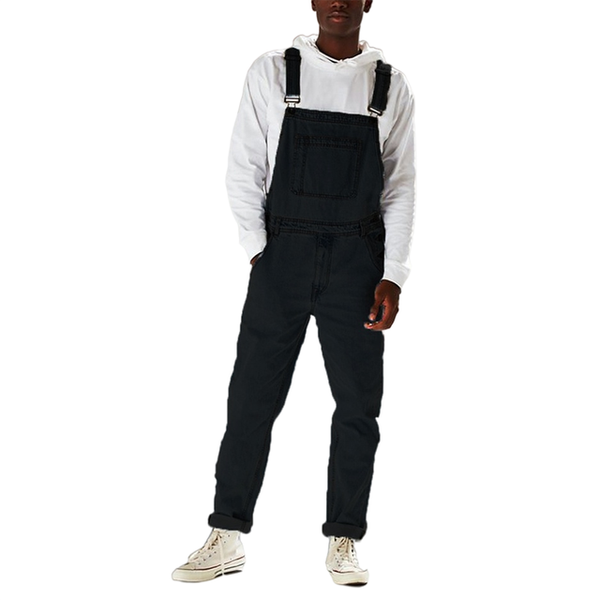 

men's pants black denim overalls men's old school easy trousers men casual cotton jeans pantalons streetwearmen's