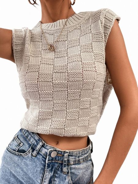 

textured knit sweater vest c2kz#, White;black