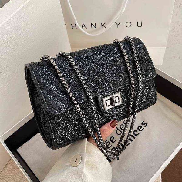 

black small square bag fashion shoulder bag texture rhombic pattern chain bag for women g220429