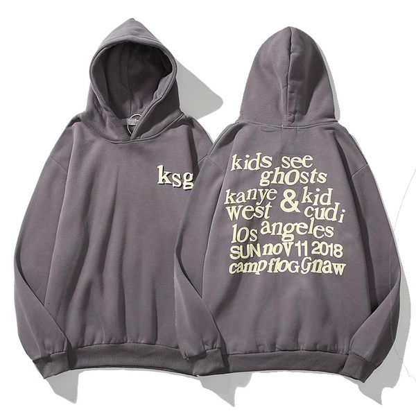 22FW Sweatshirt Grau Hoodies Männer Frauen Hohe Qualität Pullover Buchstaben Drucken Hoode Lose Langarm Pullover