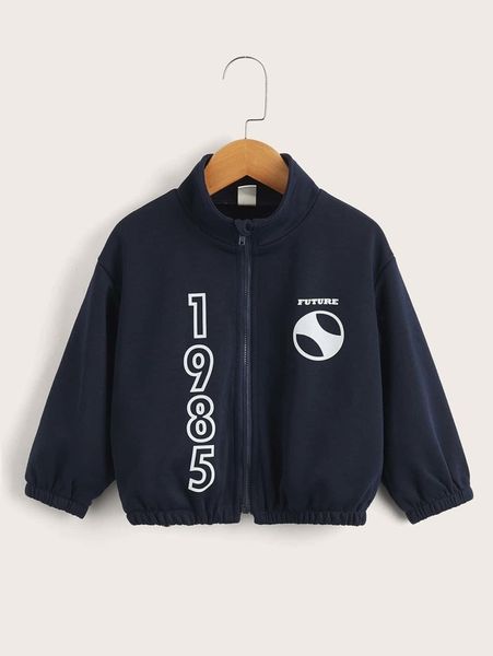 

toddler boys zip up number and graphic print jacket she, Blue;gray