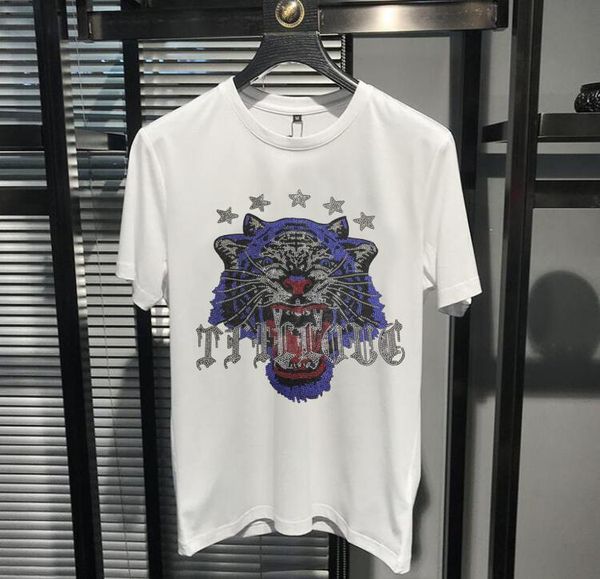 

streetwear rhinestone anime mens tshirt casual quality classic mens clothes tshirt 004, White;black