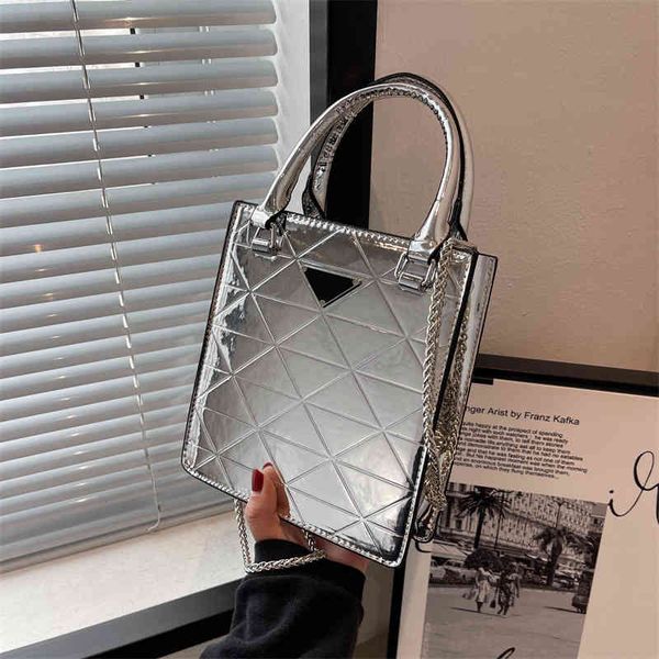 

2023 new bright face portable tote bag chain bag sling one shoulder oblique span portable bag