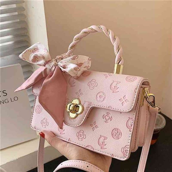 

puou square scarf shoulder messenger bag luxury design print mini purses and handbags clutch female handbag