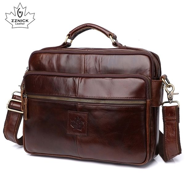 

mens shoulder bag leather lapbag office bags for men genuine leather bags briefcase luxury shoulder handbag male zznick 201119