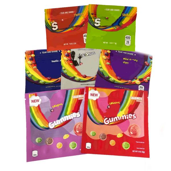 

edible gummies mylar bags sour wild berry zombie resealable ziplock 400mg smell proof rainbow original