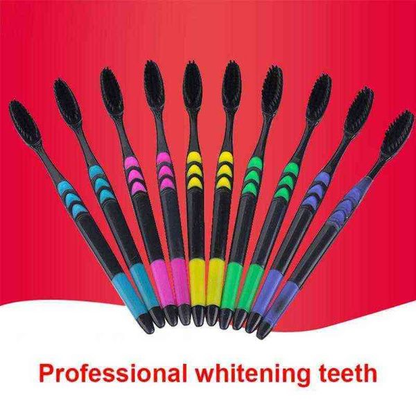 

toothbrush neutral ecological toothbrush set soft bamboo charcoal rubber care home hairdressing oral cleaning 10 units 0312