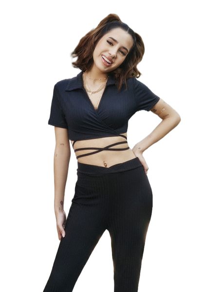 

x domelipa wrap tie back crop tee 70zb#, White