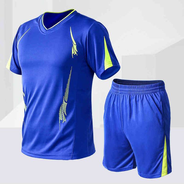 

men's sports suit morning running fashion sportswear casual men's short sleeve shorts fitns two piece setmanufacturer custom sport, Gray