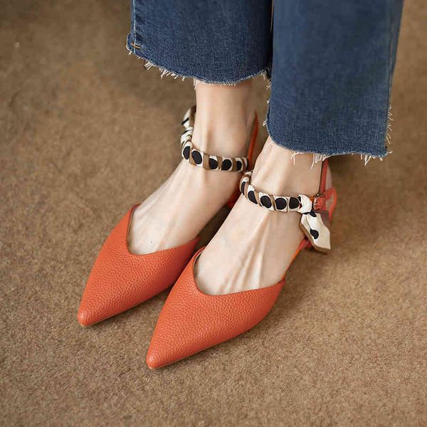 

sandals pointed v-mouth flat sole simple baotou back empty single shoes summer sweet ribbon thick heel sandals yfto, Black