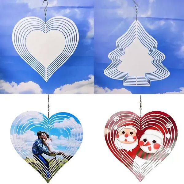 Christmas Sublimation Wind Spinner sublimado 10 polegadas em branco Ornamento de metal duplo lados