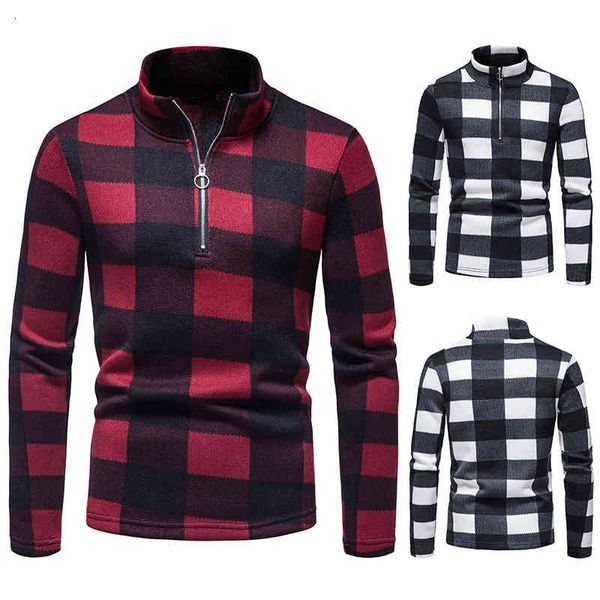 

men's sweaters winter men's plaid casual bottoming shirt youth fashion stand collar european size long sleeved sweater eflu, White;black