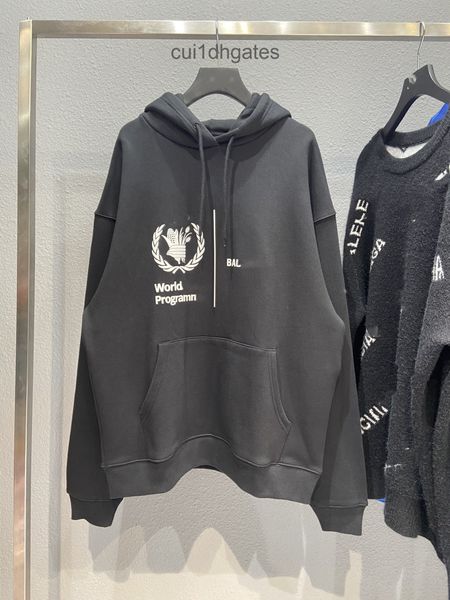 

2022 designer blgc hoodies correct ins food world lovers paris alphabet foam printed men's and women's hooded plush sweater, Black
