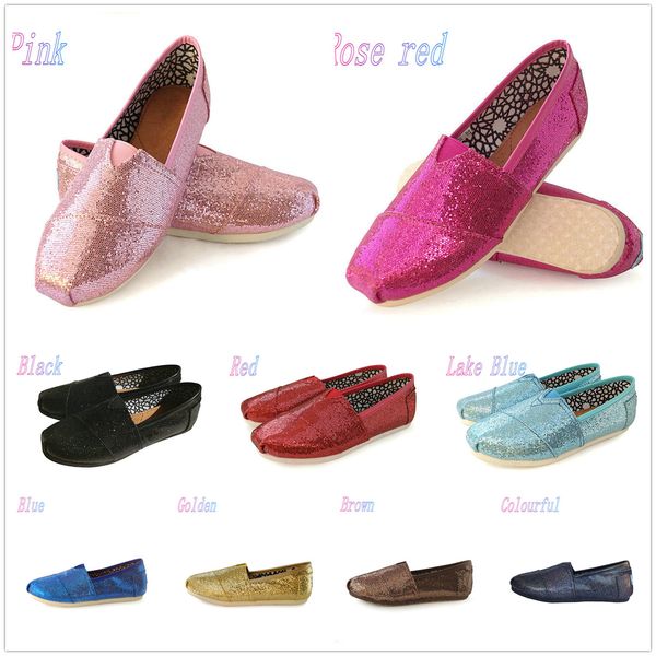 2022 Moda Marka Sequins Kadın Spor ayakkabı ayakkabıları Bahar Yaz Tom Ayakkabı Loafers Flats Espadriller Ayakkabı Ev Boş Zaman W5-W10