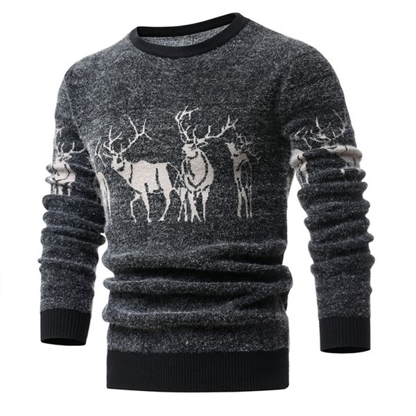 Sweater de Natal de Natal Homens Men Christmas Imprimindo suéter masculino Casual O-pescoço masculino Pulloves masculinos Slim Sweaters Pull Men 201203