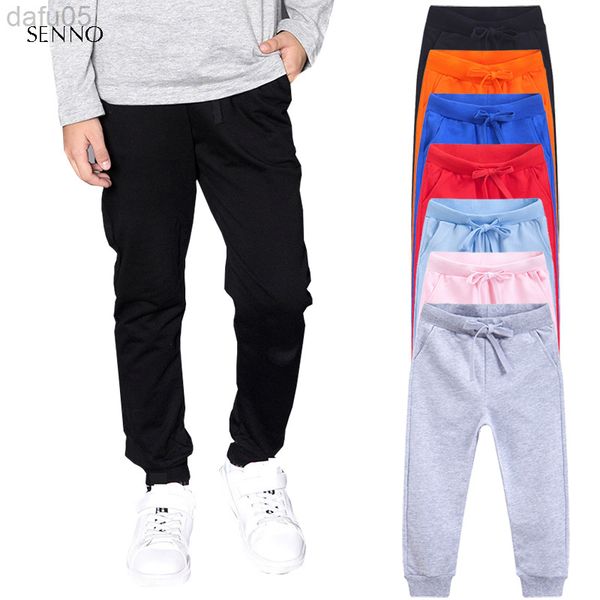 

children girls boys pants winter casual cotton elastic waist pencil pants jogging pants for boys girls childrens clothing l220808, Blue