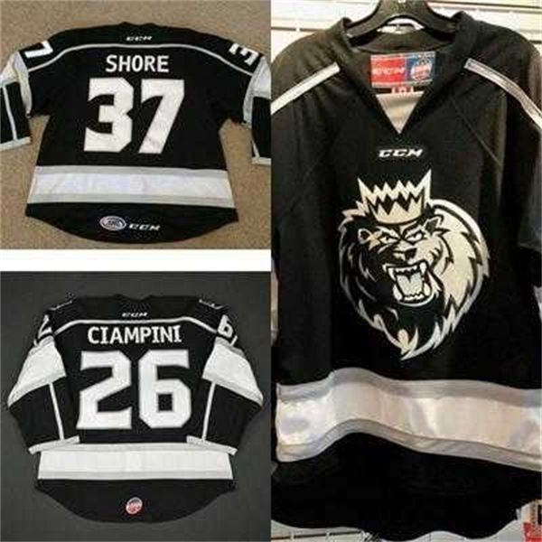 Thr 2017 Herren Damen Kinder ECHL Monarchs 37 Nick Shore 26 Daniel Ciampini genähte günstige hochwertige Hockey-Trikots Goalit Cut