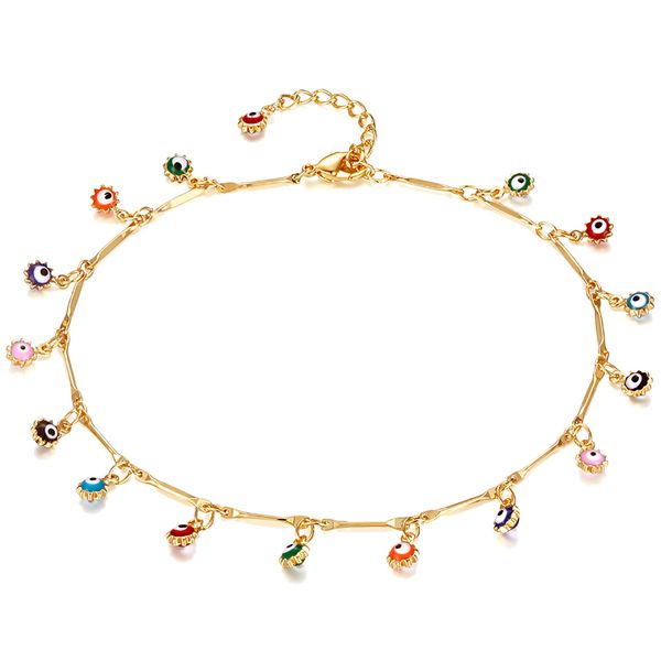 

anklets simple gold chain anklet 14k gold/sier plated dainty summer beach for women amizo, Red;blue