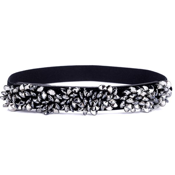 

belt female ornament dress thin down jacket with skirt simple fashion korean casual elastic black waistband belt, Black;white