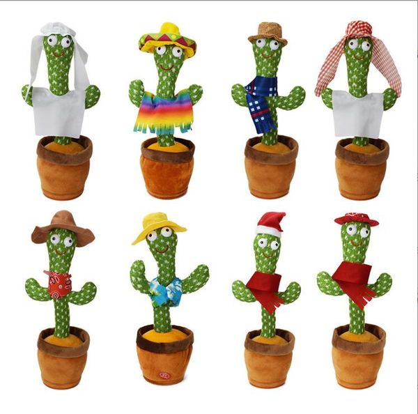 

novelty games toys dancing talking singing cactus stuffed plush toy electronic with song potted decompression toy for kids and adult