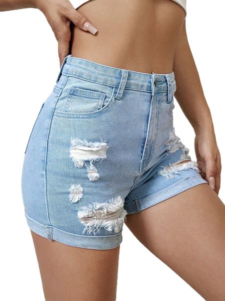 

ripped zip fly denim shorts 15xo#, White;black