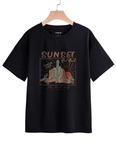 

cactus and letter graphic tee n8hw#, White