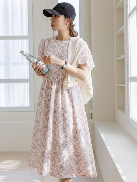 

dazy floral print puff sleeve a-line dress u2ew#, Black;gray