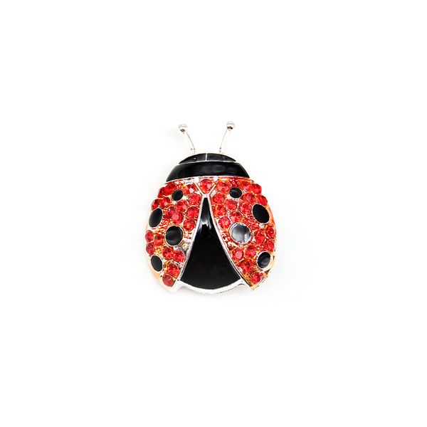 20 pz/lotto spilla animale carino personalizzato moda strass rosso coccinella pin coccinella per regalo decorazione donna