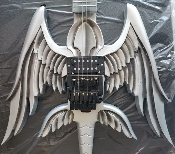 

hand carved sword graphic six string electric guitar