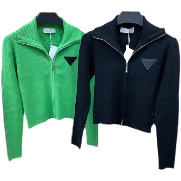 

318 2022 spring summer brand same style sweater short sleeve lapel neck black green cardigan fashion womens clothes womens zhen, White;black