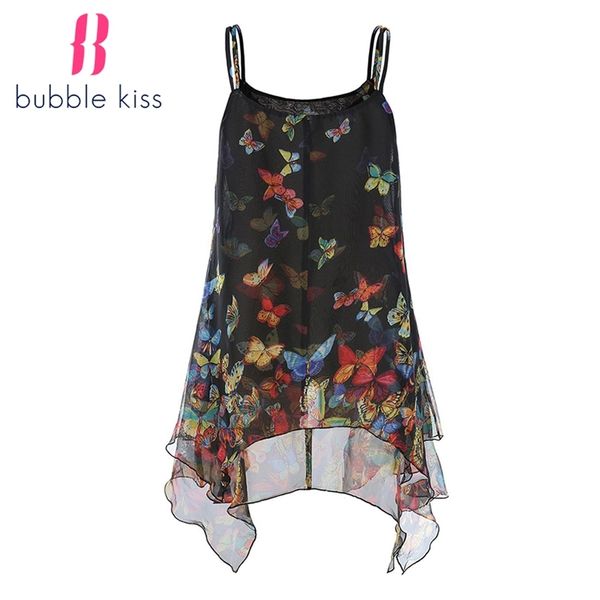 

camisole femme strap female butterfly sleeveless printed suspenders drawstring chiffon beach women's tee summer 210225, White