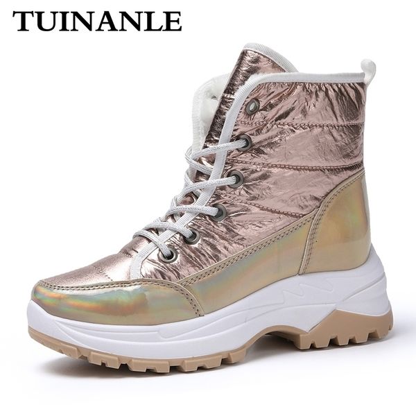 TUINANLE Nuovo Inverno Stivaletti per Le Donne Tenere Al Caldo Scarponi da Neve Delle Signore Laceup Comodo Impermeabile Botas Mujer Y200915 GAI GAI GAI