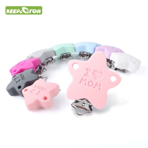 

3pcs star shape baby pacifier clip soother teether anti fall silicone holder stainless nipple clamp baby teething pacifier clips 220602