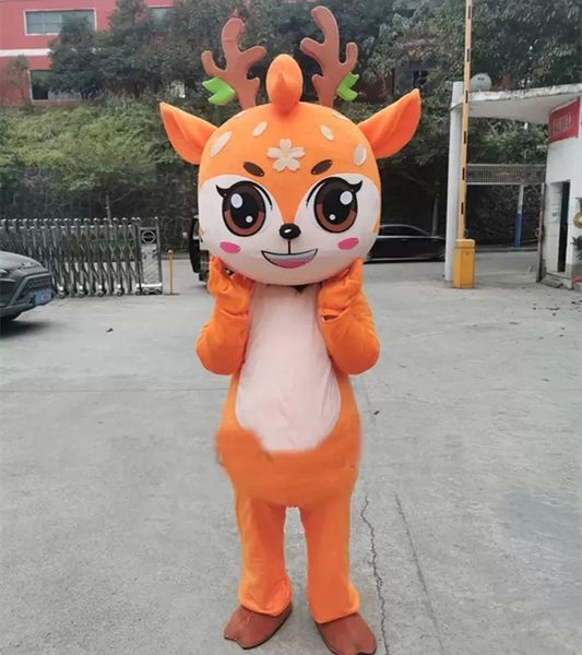 

sika deer mascot costume halloween christmas cartoon character outfits suit advertising leaflets clothings carnival adults outfit, Red;yellow