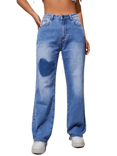 

heart pattern jeans r1q2#, Blue