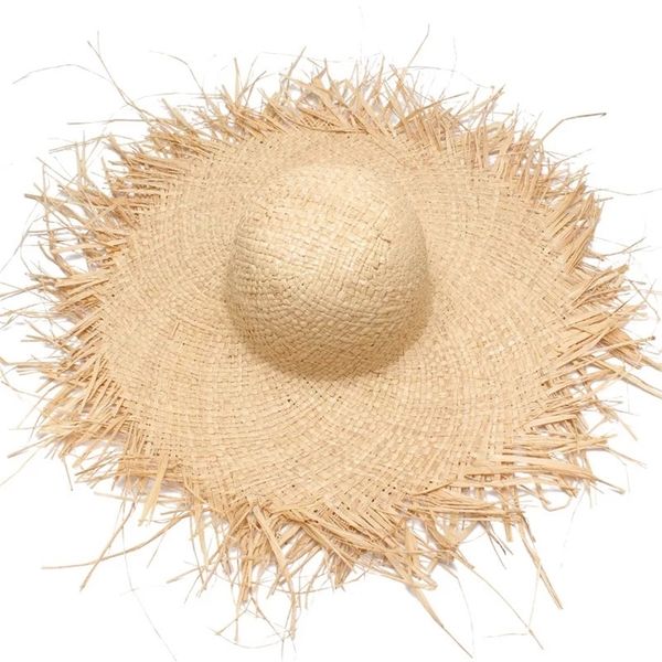 

handmade women straw sun hats large wide brim gilrs natural raffia panama beach caps for holiday 220427, Blue;gray