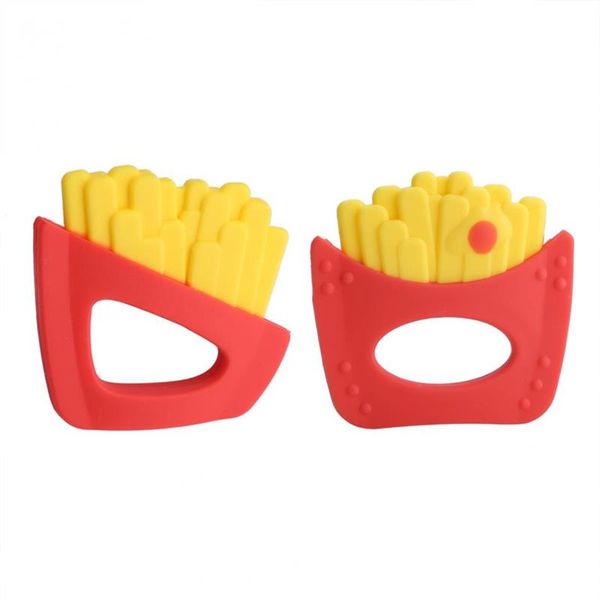 

food grade potato chips shape baby teether french fries silicone teether beads for necklace pendant nursing toy