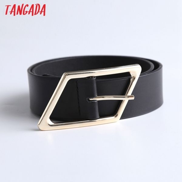 

tangada england style fashion metal ring buckle causal belt women genuine leather 6d07 220407, Black;brown