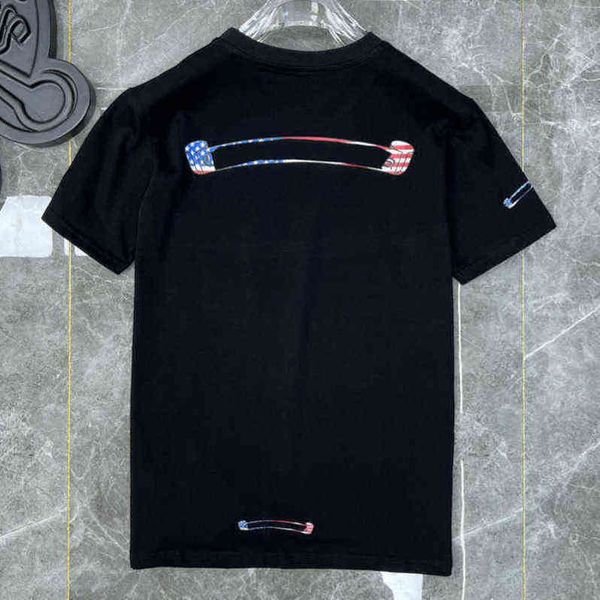 

men's ch loose summer classic designer t shirts short sleeves letter horseshoe sanskrit cross print sweatshirts t-shirts woman tees a3x, White;black