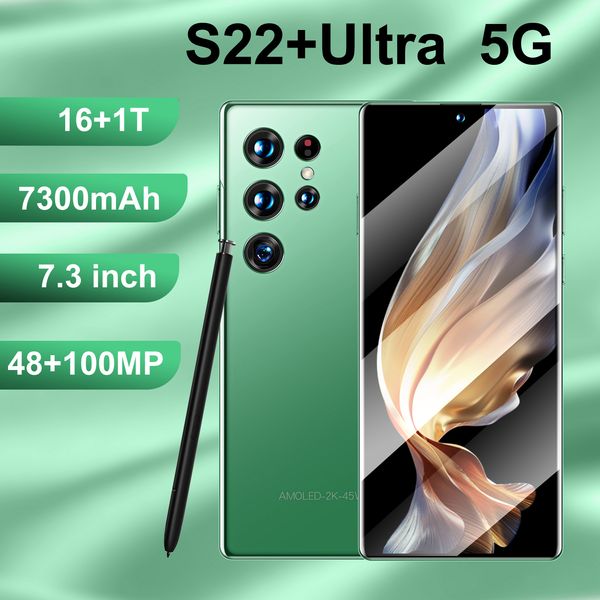 

s22+ultra celular global version 5g smartphone 16gb+1tb rom 7.3 inch 4g andriod mobile phones unlocked celulares 7300mah phones